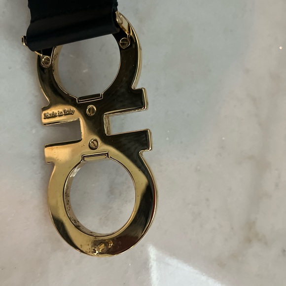 Salvatore Ferragamo Black and Gold Belt